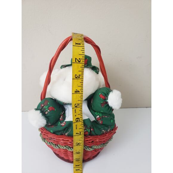 Vintage 1990 IBTT International Bon Ton Toys Teddy Bear in Basket Holiday - Picture 6 of 7